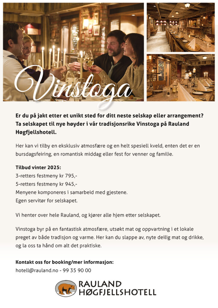 Gruppe som skåler i Vinstoga på Rauland Høgfjellshotell, perfekt for spesielle arrangementer.