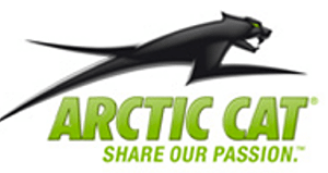 Arctic Cat-logo med svart panterdesign og slagordet 'Share Our Passion' i grønn tekst.