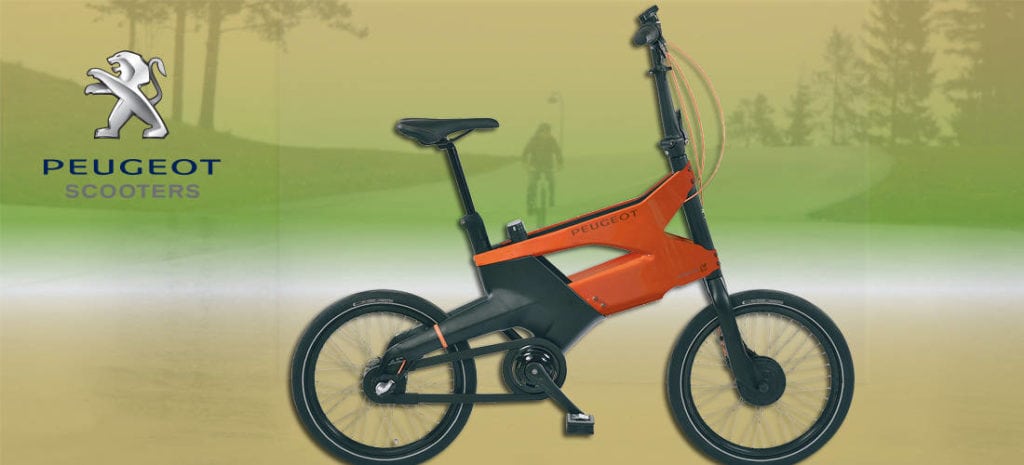 Elektrisk scooter fra Peugeot i oransje design, perfekt for urban pendling.