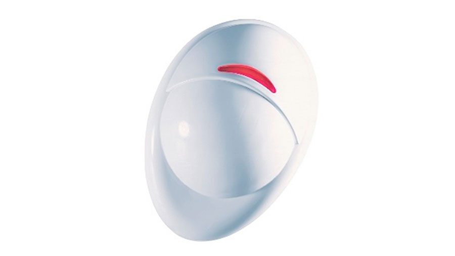 Hvit, oval lampe med en rød detalj, minimalistisk design for moderne interiørdekorasjon.