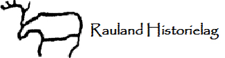 Tegnet rein med teksten Rauland Historielag i sort, representerer et historielag i Rauland.