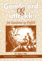 Bokomslag av Gamle ord og uttrykk fra Rauland og Øyfjell med bilde av folk ved peis. Ny utgave 1996.